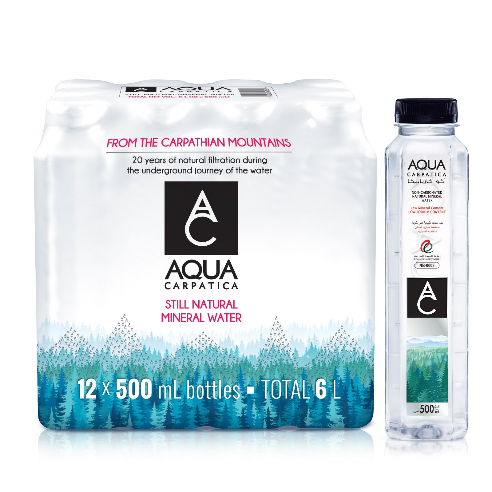 Aqua Carpatica Natural Mineral Water 500ml Pack of 12 | Naturally Alkaline | Low Sodium | Premium Imported Water